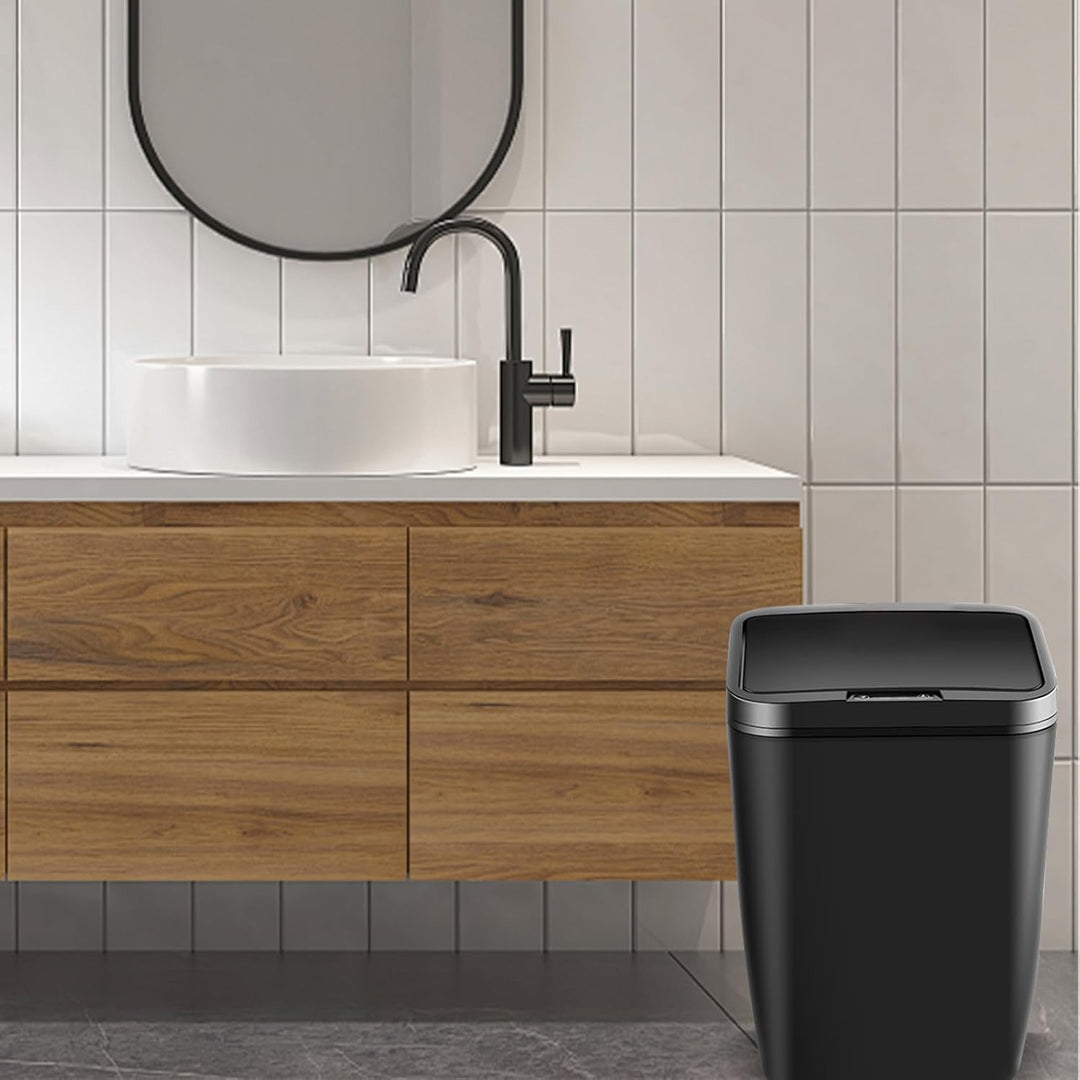 EUNEWR Automatischer Mülleimer Berührungsloser Infrarot-Bewegungssensor-Mülleimer 12L (Schwarz), Sch