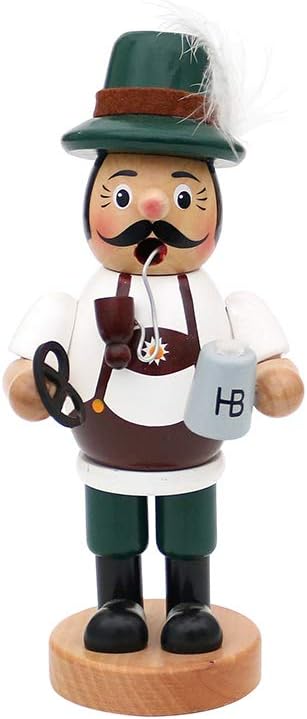Dekohelden24 Lustiger Räuchermann als Bayer mit Brezel und Bier, ca. 19 cm, Holz, 19 cm