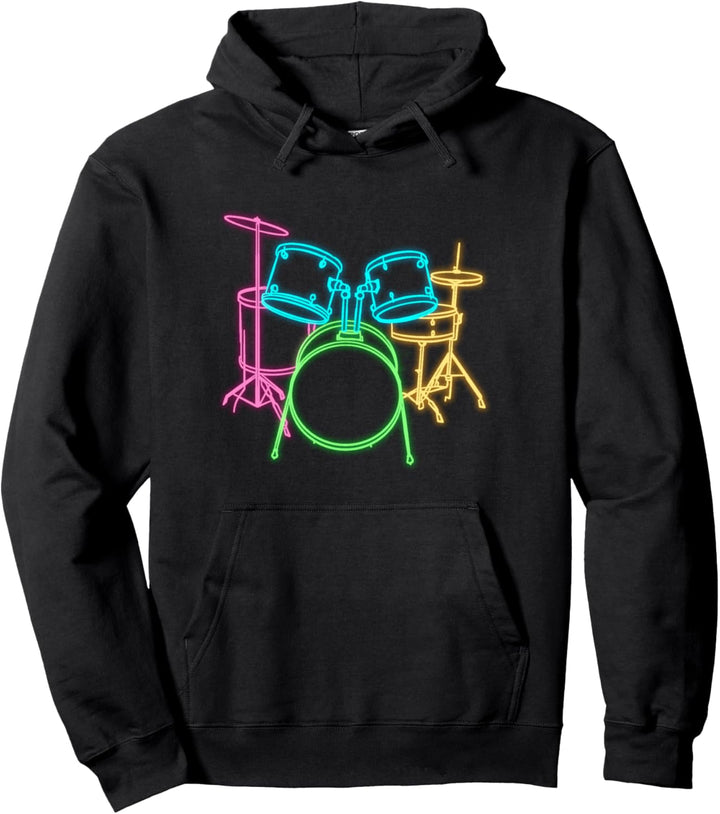 Retro 60's Buntes Schlagzeug Instrument Schlagzeuger Pullover Hoodie