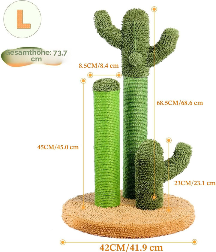 PAWZ Road Kratzbaum Kaktus, kreatives Katzenbaum-Design, 3 Pfosten in 1 Set, braun, L 68,5 cm L Brau