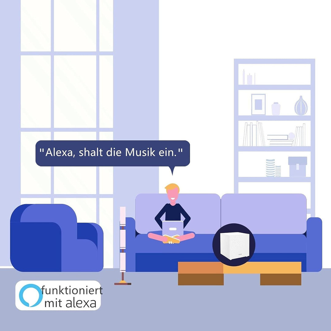 Tenda Nova MW12 Mesh WLAN System - AC2100 Tri-Band WLAN Mesh System -empfohlen für Häuser mit 3-5 Sc