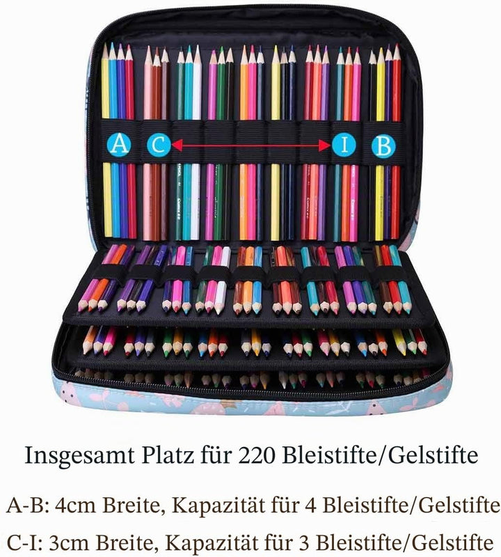 JAKAGO Grosse Federmäppchen XXL mit 220 Schlitze Stifte Aufbewahrung, Wasserdichtes Stiftetasche für