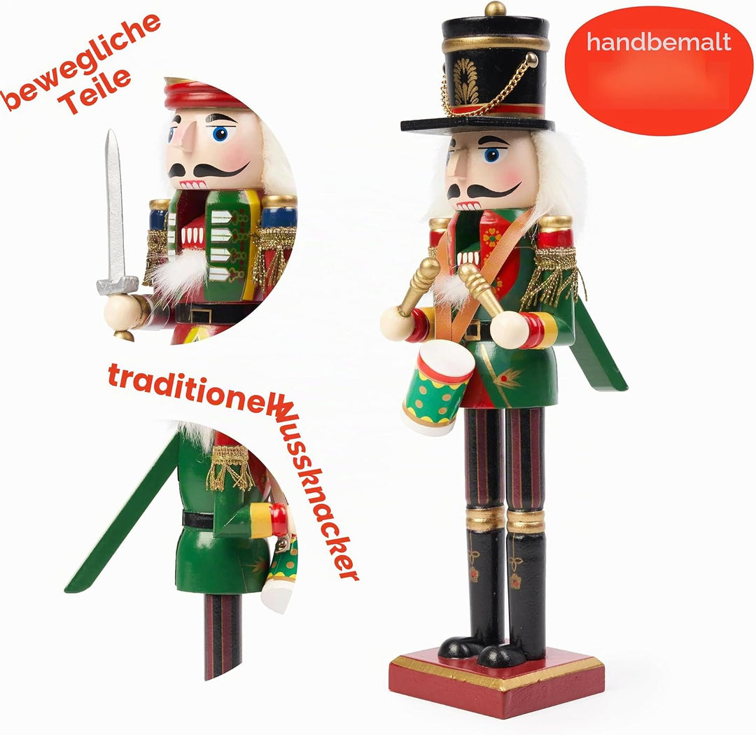 THE TWIDDLERS 2 Grosse Nussknacker Weihnachtsfiguren aus Holz, 30cm - Traditionelle Weihnachtsdeko