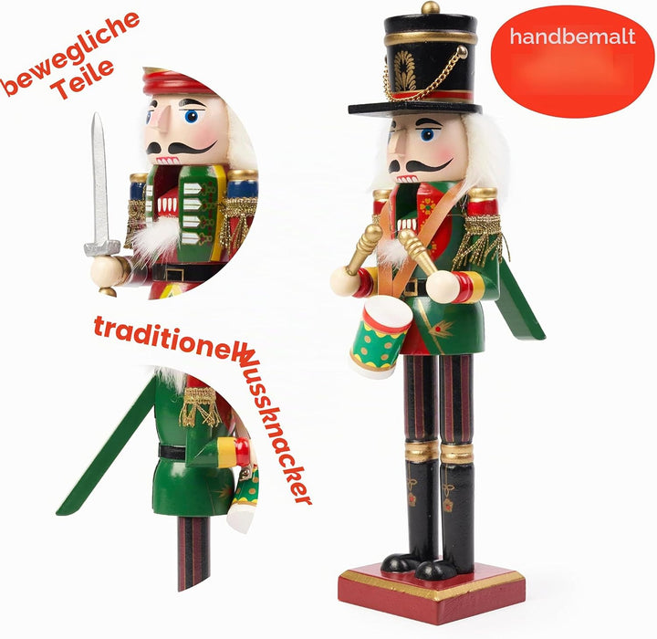 THE TWIDDLERS 2 Grosse Nussknacker Weihnachtsfiguren aus Holz, 30cm - Traditionelle Weihnachtsdeko