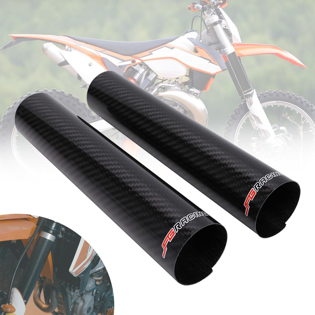 JFG RACING 190 mm Motorrad Vorderradgabel Abdeckung,1 Paar Motorrad Gabelabdeckung Kohlefaser,Verste