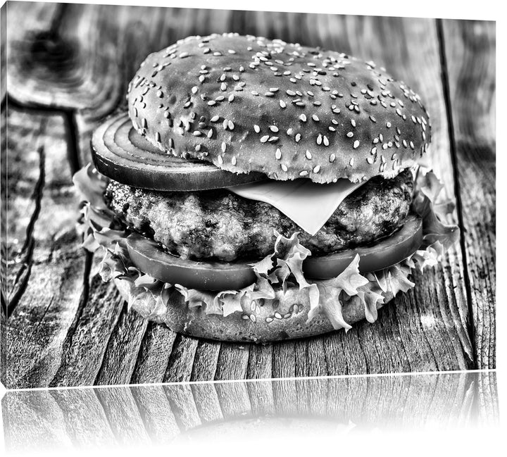 Pixxprint Leckerer Cheeseburger als Leinwandbild | Grösse: 100x70 | Wandbild| Kunstdruck | fertig be