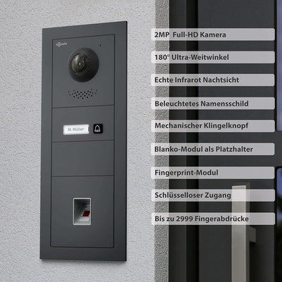 Goliath Hybrid | IP | Full-HD Video Türsprechanlage | App | 1-Fam | 2 x Full-Touchscreen 10" | Alumi