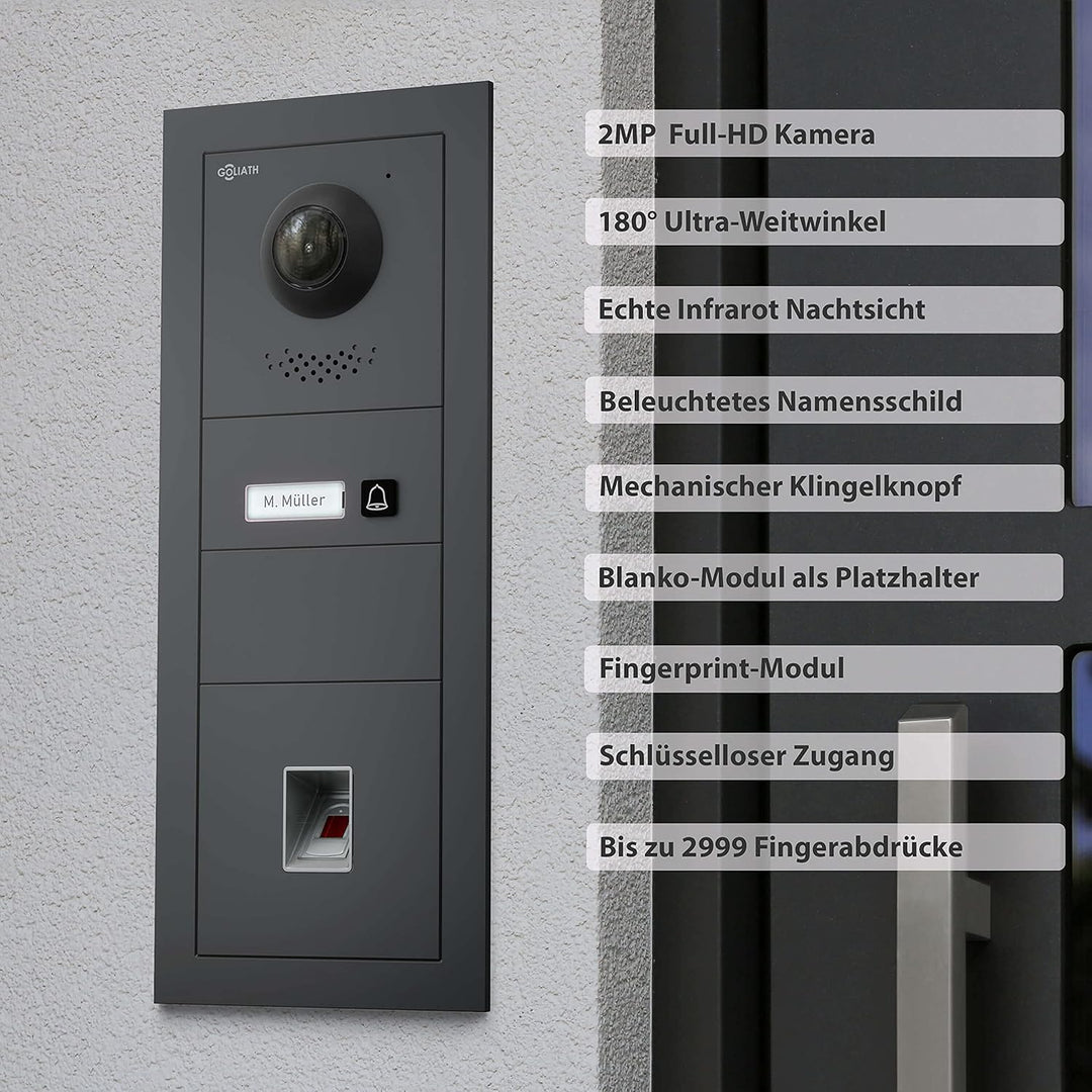 GOLIATH Hybrid IP Video Türsprechanlage – 10" Full-Touchscreen Monitor, Aluminium Unterputz Türstati