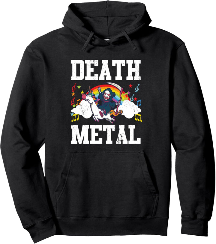Death Metal Sensenmann reitet ein Einhorn Trick or Treat Fan Pullover Hoodie