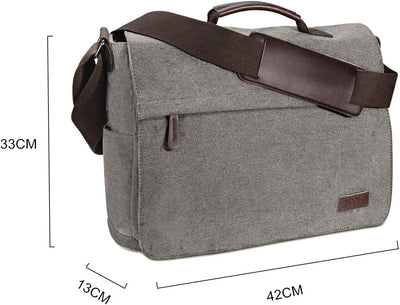 Ruschen Umhängetasche Herren aus Canvas, Hochwertige Herrentasche, Laptoptasche für 15,6 Zoll Laptop