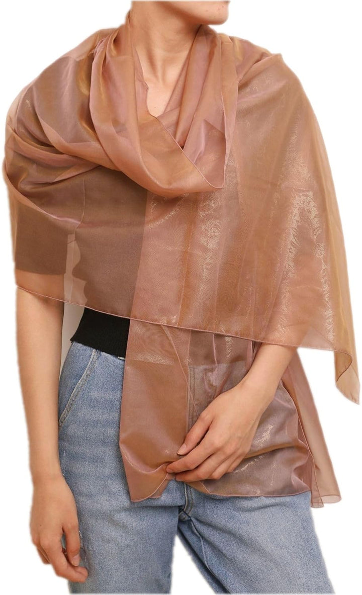 Prettystern Damen Unifarbe Seidentaft 100% Chiffon Seide festlich Stola Schultertuch Schal für Abend