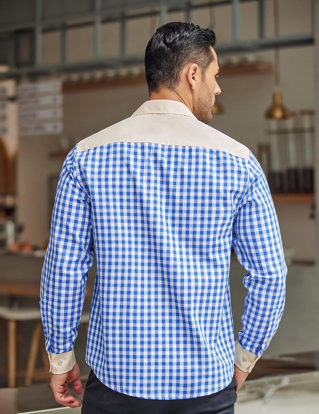 COOFANDY Hemd Herren Langarm Trachtenhemd Kariertes Oktoberfest Hemd Freizeithemd Karohemden Herrenh