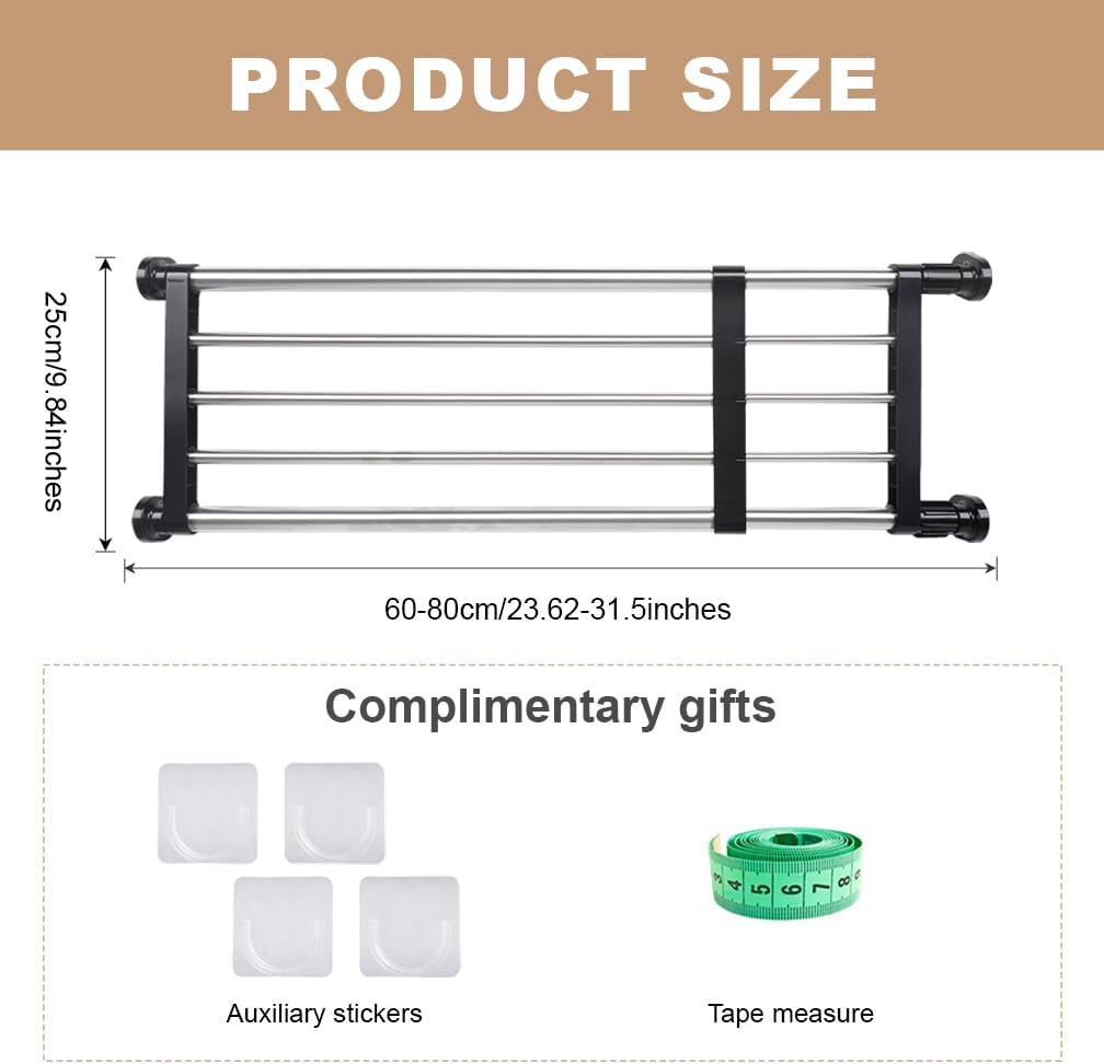 Hershii Erweiterbare Schrankspannregalstange, verstellbares Metallregal, Schrank-Organizer, DIY-Tren