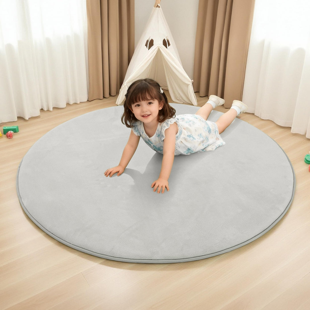 BYBYME 3cm Dicke Faltbare Krabbelmatte Baby, Ø120cm Spielmatte mit Rutschfester Unterseite, Weiche B