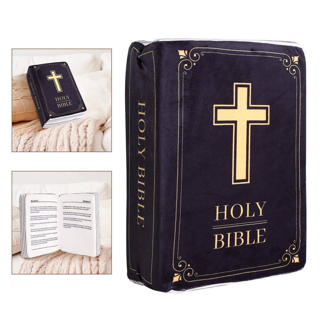 Bibelkissen, 33 x 22 x 9 cm, Kissen in Buchform aus Samt, das sich öffnet, religiöse Geschenke, Oste