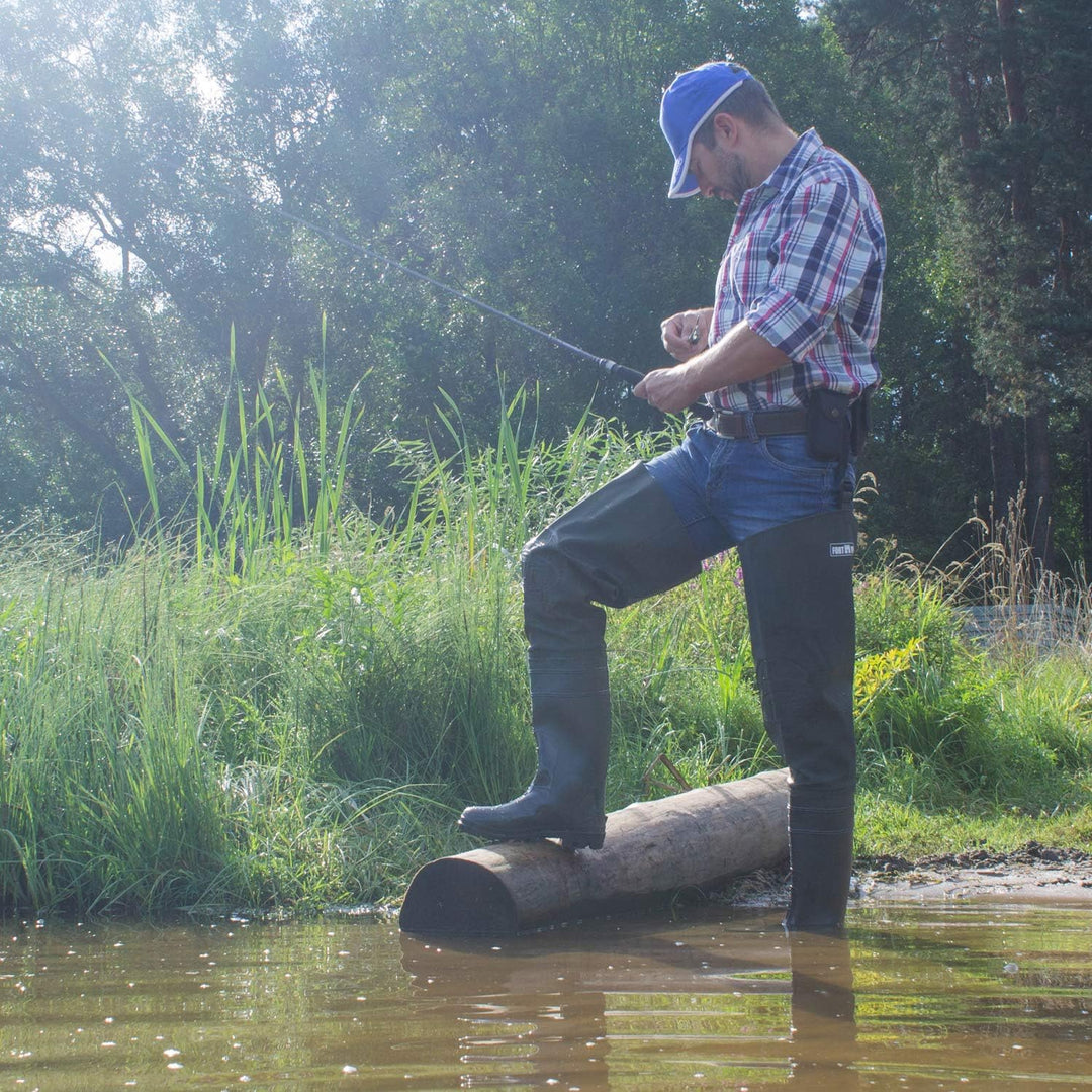 Watstiefel Herren Anglerhose mit Stiefel wasserdichte Wathose Grösse Gr. 41-47 Lange Watthosen Gummi
