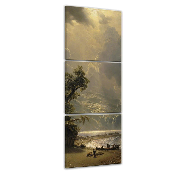 Bilderdepot24 Bild auf Leinwand | Bierstadt Puget Sound on the Pacific Coast in 30x90 cm mehrteilig