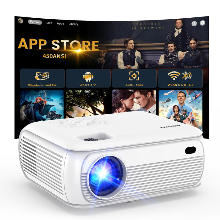 2026Mini Beamer FHD 4K,Lower Noise 450ANSI Tageslichttauglicher projektor|Auto-Keystone,HiFi-Lautspr