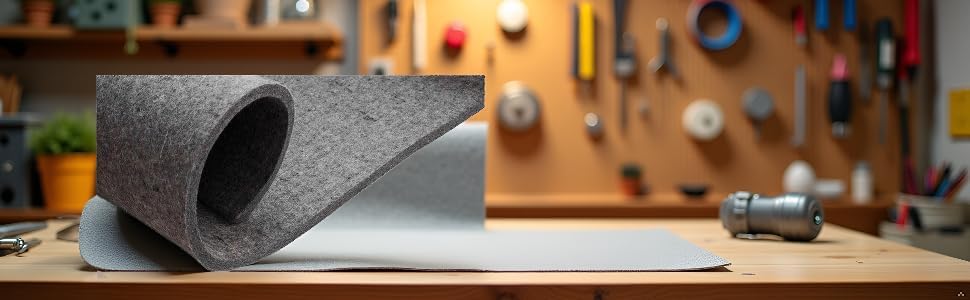 Dicker grauer Filzstoff 10 mm – 160x50 cm – robuster Polyesterfilz für Handwerk, Dämmung & Schallsch