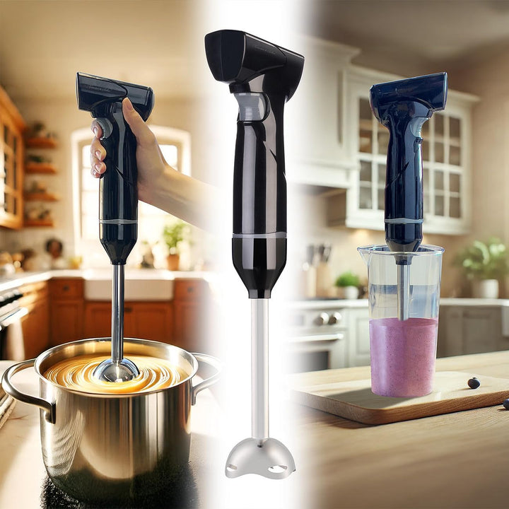 Rosenstein & Söhne Mixer: Edelstahl-Akku-Stabmixer-Set, abnehmbarer Mixstab, Schneebesen, 135 W (Sta