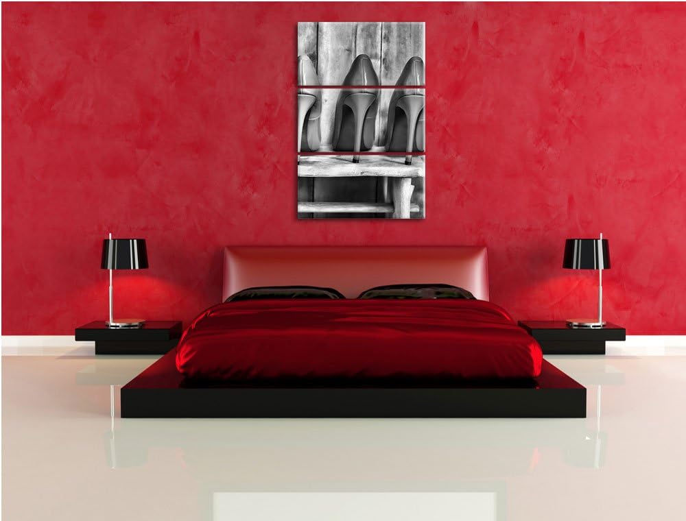 Pixxprint Bunte High Heels als Leinwandbild | Grösse: 3 Teilig (120x80) | Wandbild| Kunstdruck | fer