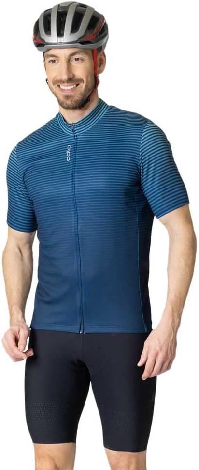 Odlo Herren Radtrikot mit Reissverschluss ESSENTIALS XL Porcelain - Blue Wing Teal, XL Porcelain - B