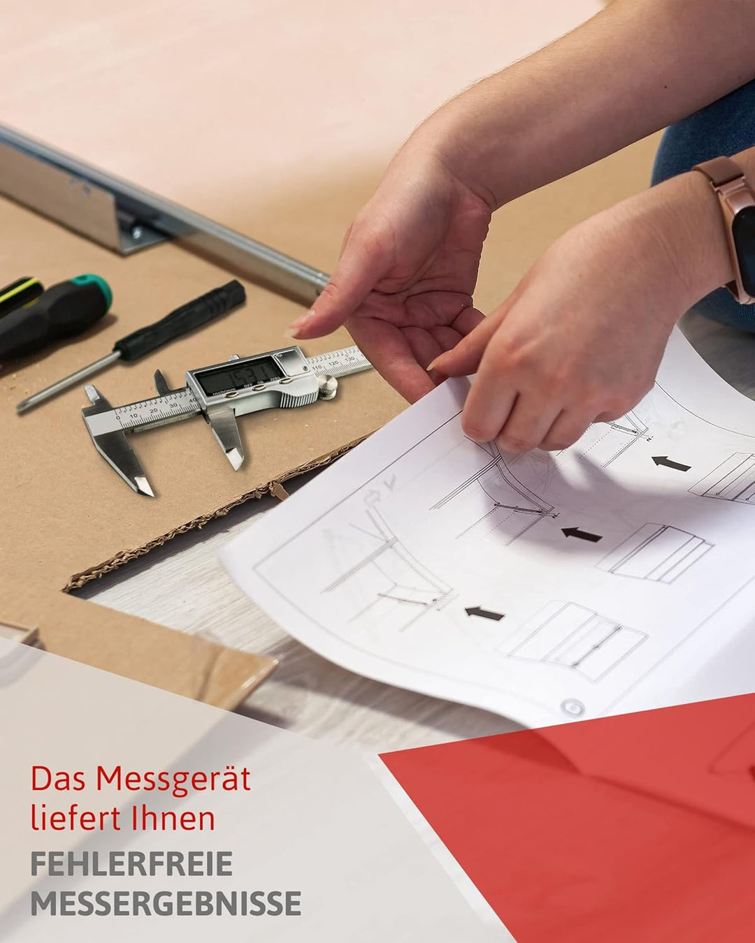 Digitaler Messschieber - Schieblehre - Messwerkzeug mit LCD-Display, Mini-Schraubendreher & Batterie
