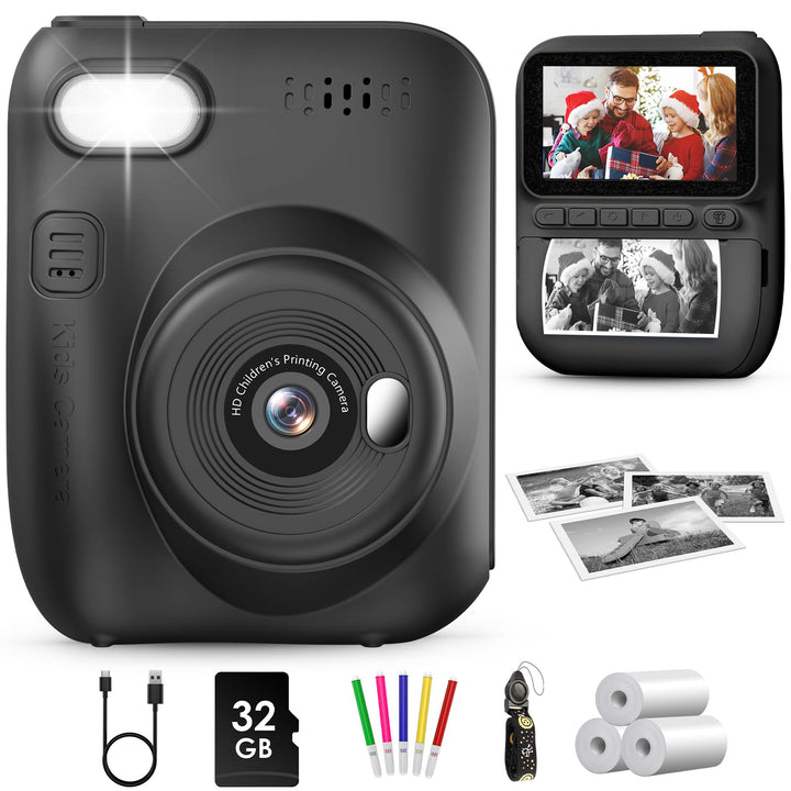 Sofortbildkamera Kinder,14MP 3.0 Zoll Bildschirm Kinderkamera Sofortbildkamera mit 32G Karte, 1080P