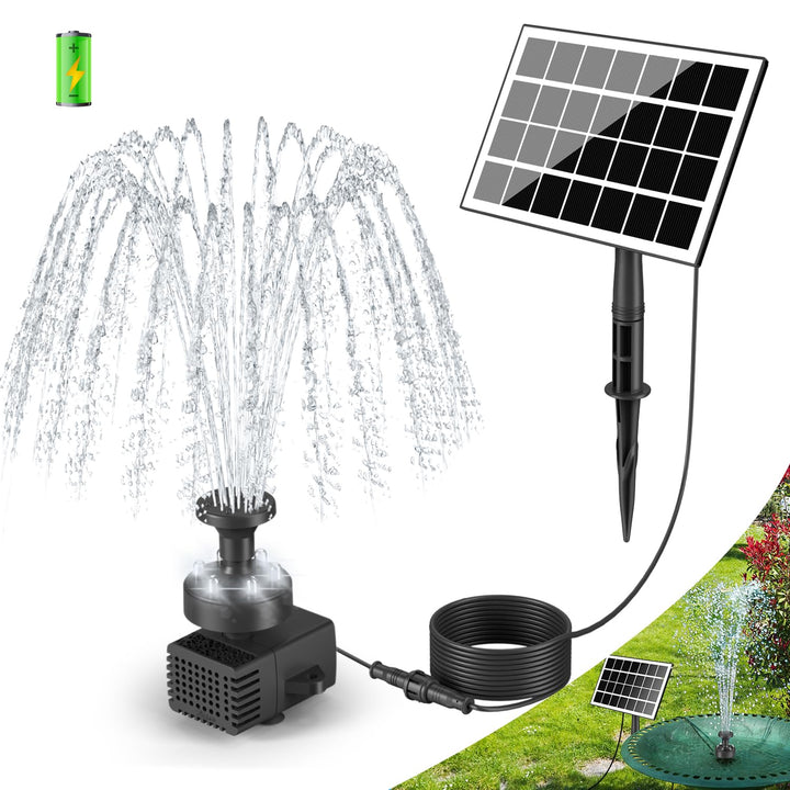 SZMP Solar Springbrunnen für aussen 2023 Upgraded,3.5W Solar Teichpumpe mit 8 DIY Effekte,16.4ft Net