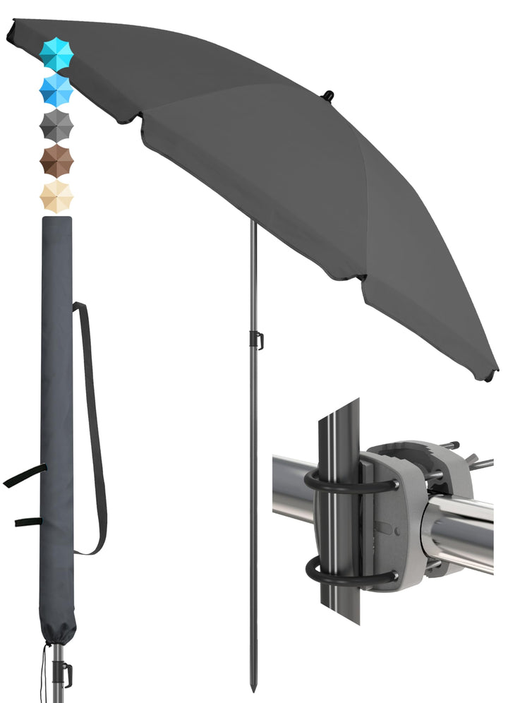 4smile Sonnenschirm Balkon SunnyJoy, 3-in-1 SET, Anthrazit - UPF 50+ Sonnenschirm Ø 180 cm + Sonnens