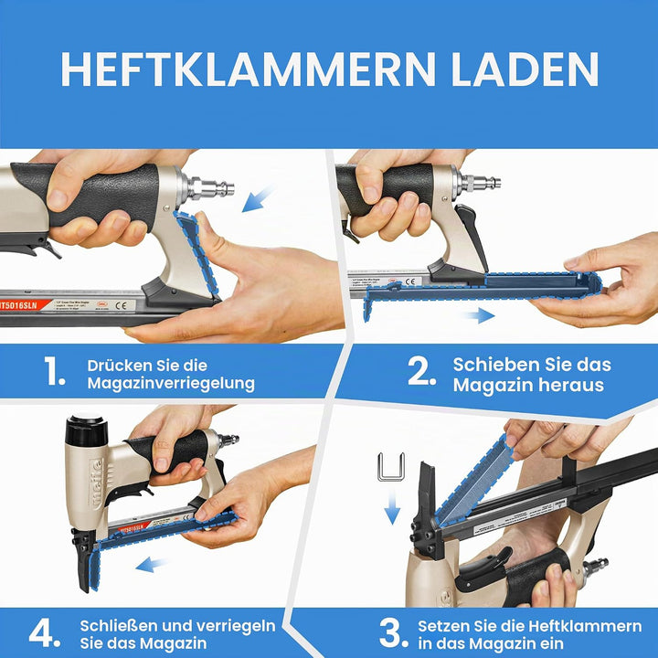 meite MT5016SLN Polsterheftgerät 20 Gauge 1/2 Zoll Krone 1/4 Zoll bis 5/8 Zoll Länge pneumatischer L