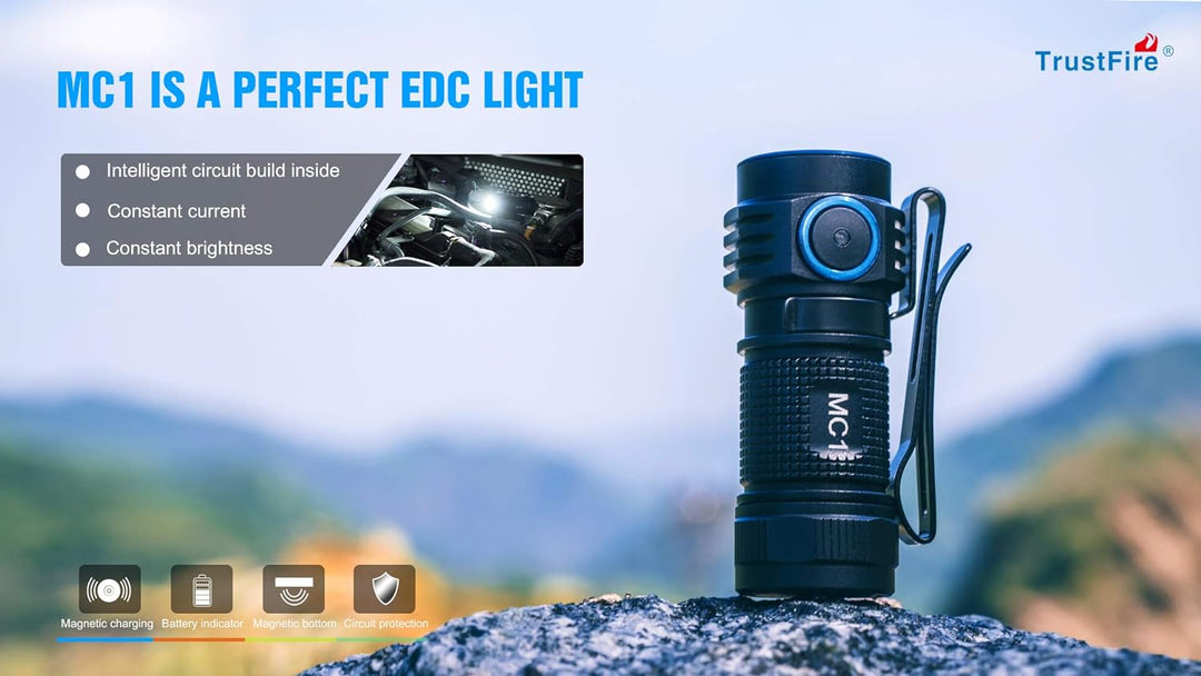 TrustFire MC1 Led Taschenlampe 1000 Lumen Taschenlampe Led Aufladbar 4 Modi EDC Taschenlampe mit Cli