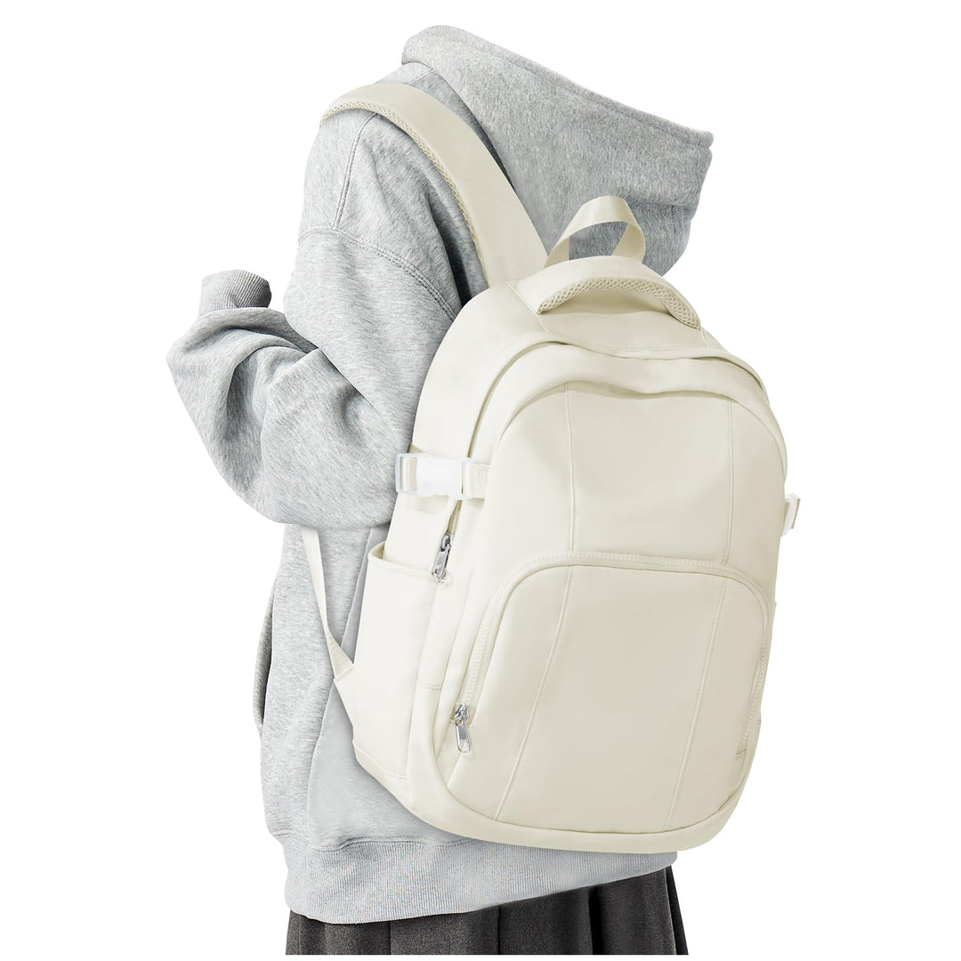 Leichter Schulrucksack Beige Teenager Mädchen Jungen Schultasche, Wasserdicht Rucksack Laptop Damen