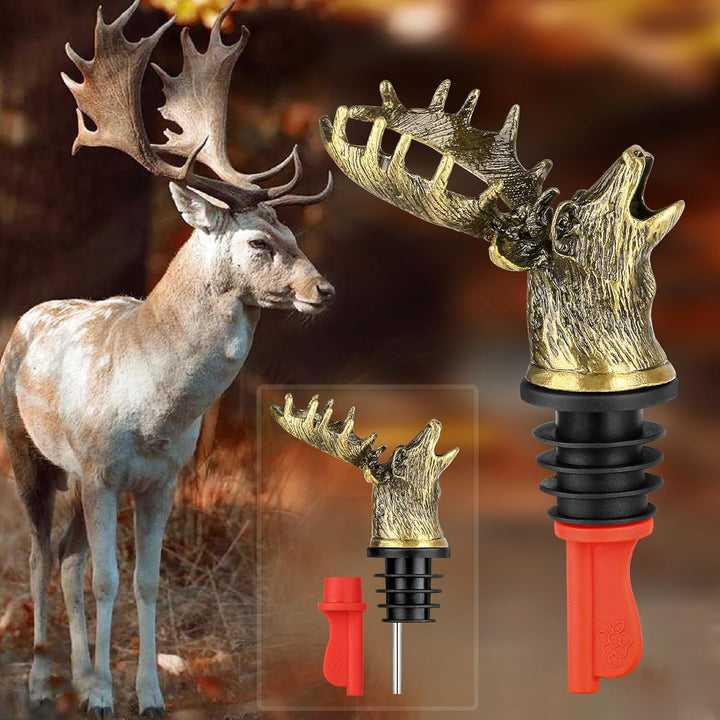 LULLEA Hirschkopf 2-in-1 Weinflaschenverschluss und Ausgiesser, Geschenke für Jäger, Geschenke für M