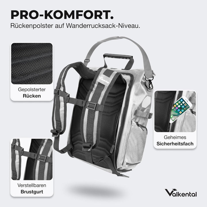 Valkental® - 3in1 Fahrradtasche Pro - Das Original - Hochwertiges Nylon - 23L Volumen - Geeignet als