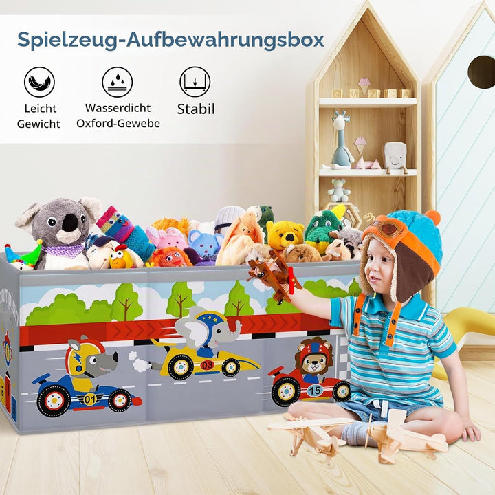 Extra Gross Aufbewahrungsbox mit Deckel Kinder, Zusammenklappbare Oxford-Spielzeugkiste mit Griff fü