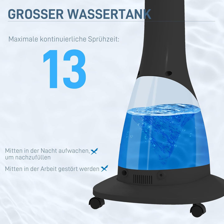 HOMCOM Ventilator mit Wasserkühlung, Standventilator mit Sprühnebel, Fernbedienung, Timerfunktion, o