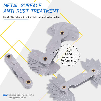 Glarks 4 Pack R0.3-1.5/ R1-6.5/ R7-14.5/ R15-25 Radius Gauge Set, Stainless Steel Radius Fillet Gage