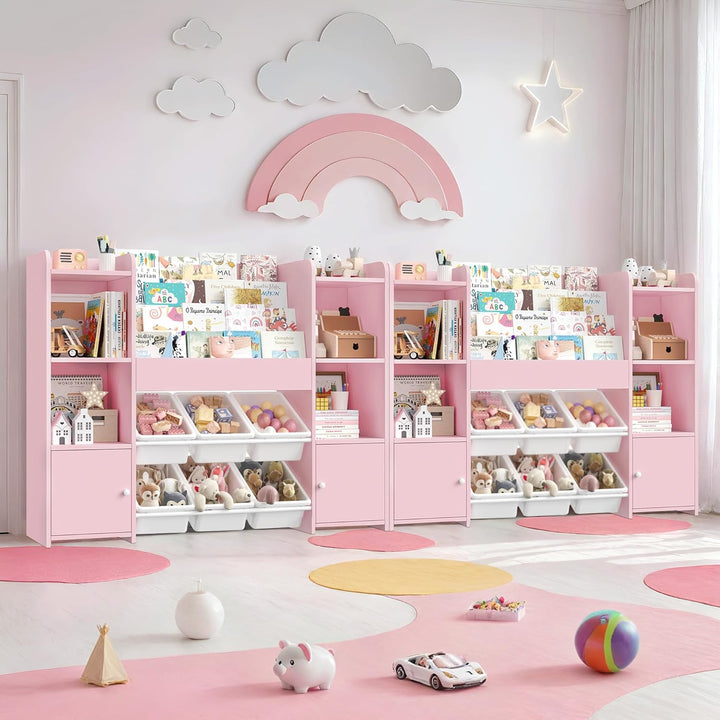 FOREHILL Kinderregal mit Kinderbücherregal Kinderzimmer Möbel aus Holz Bücherregal für Kinder mit Au