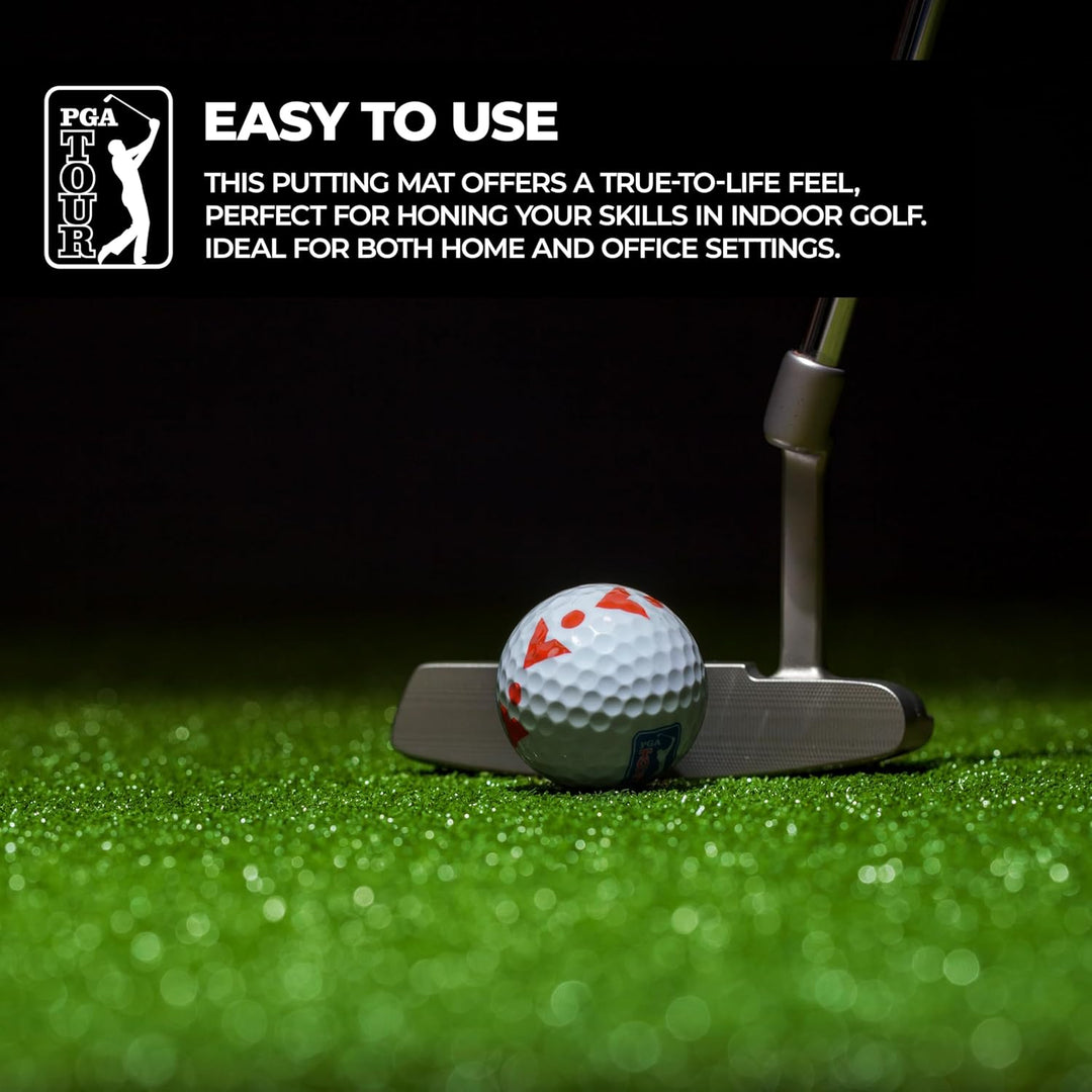 PGA Tour Putting-Matte mit zusammenklappbarem Putter und Ausrichtungsführung, 1,8 m Einzelbett Einze