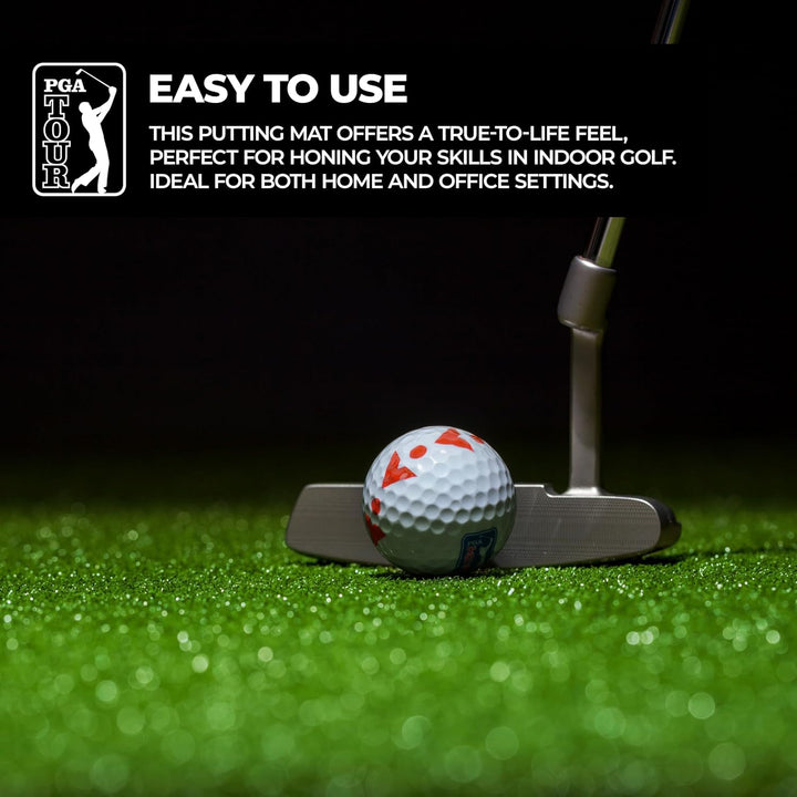 PGA Tour Putting-Matte mit zusammenklappbarem Putter und Ausrichtungsführung, 1,8 m Einzelbett Einze