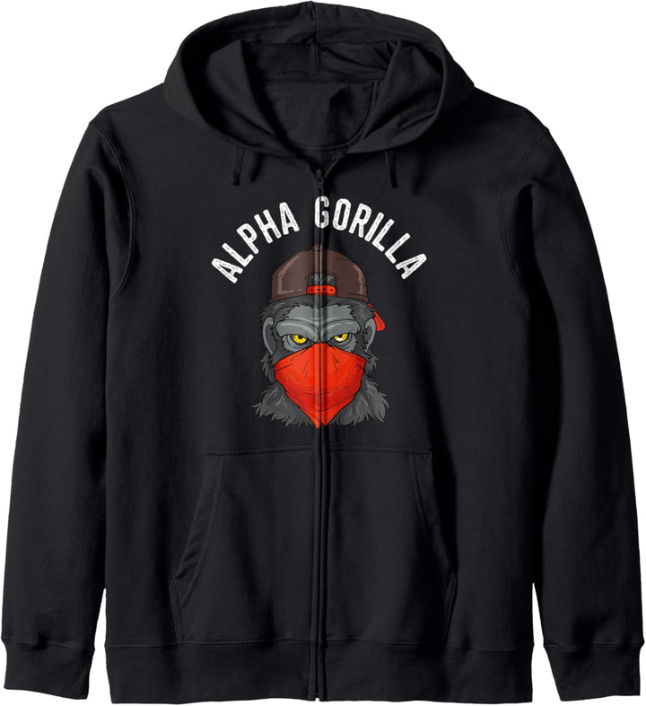 Alpha Gorilla Maskiert Silberrücken Maske & Baseball Cap Kapuzenjacke