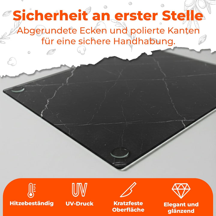 Glas Schneidebrett | 20 x 30 cm | Schneidebrett Glas für die Küche | Hygienisches Schneidebrett aus