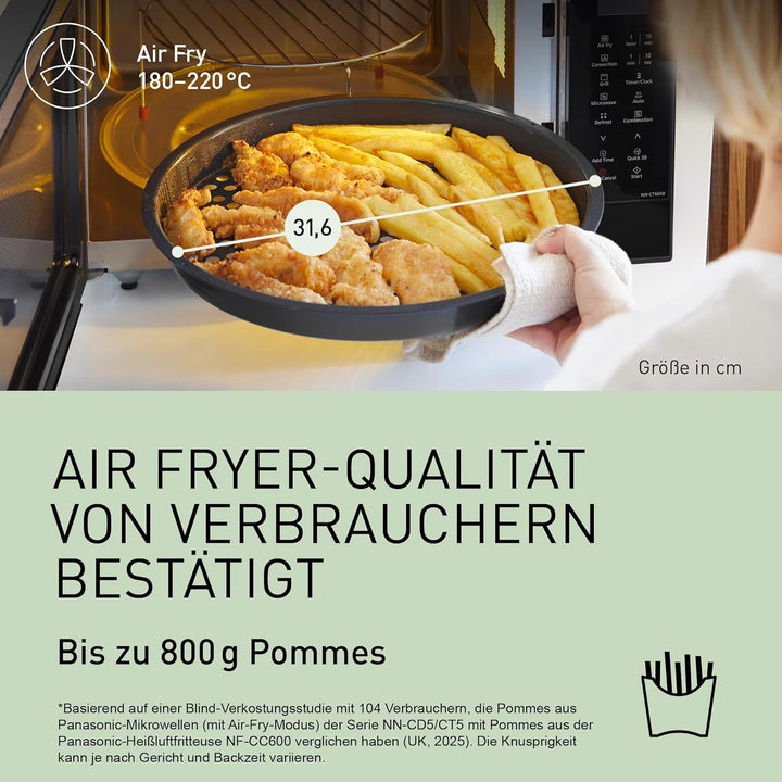 Panasonic NN-CT56RBEPG 27L 4-in-1 Kombimikrowelle mit Airfryer, 1000W Inverter, 19 Automatikprogramm
