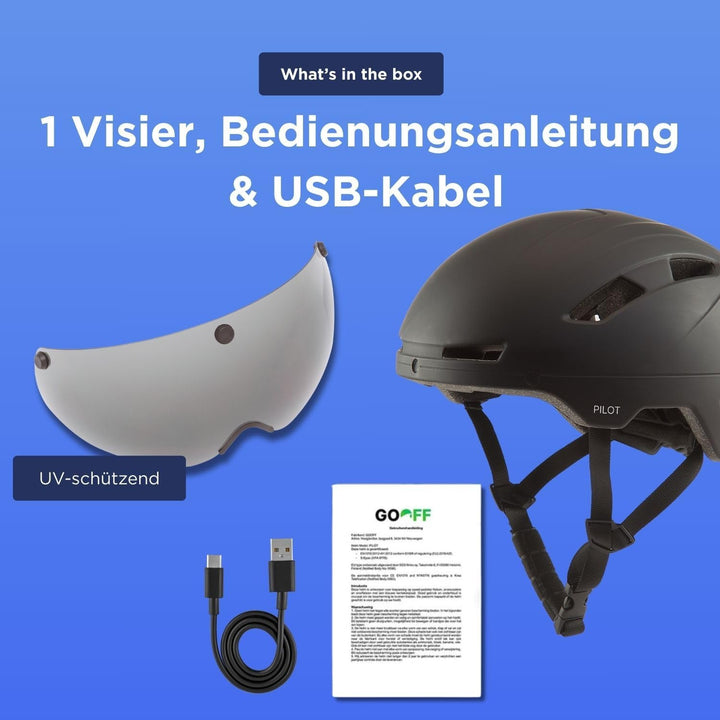 GOOFF Pilot S-Pedelec Helm - Schutz für schnelle E-Bike Fahrten – Fahrradhelm mit Visier und Licht –