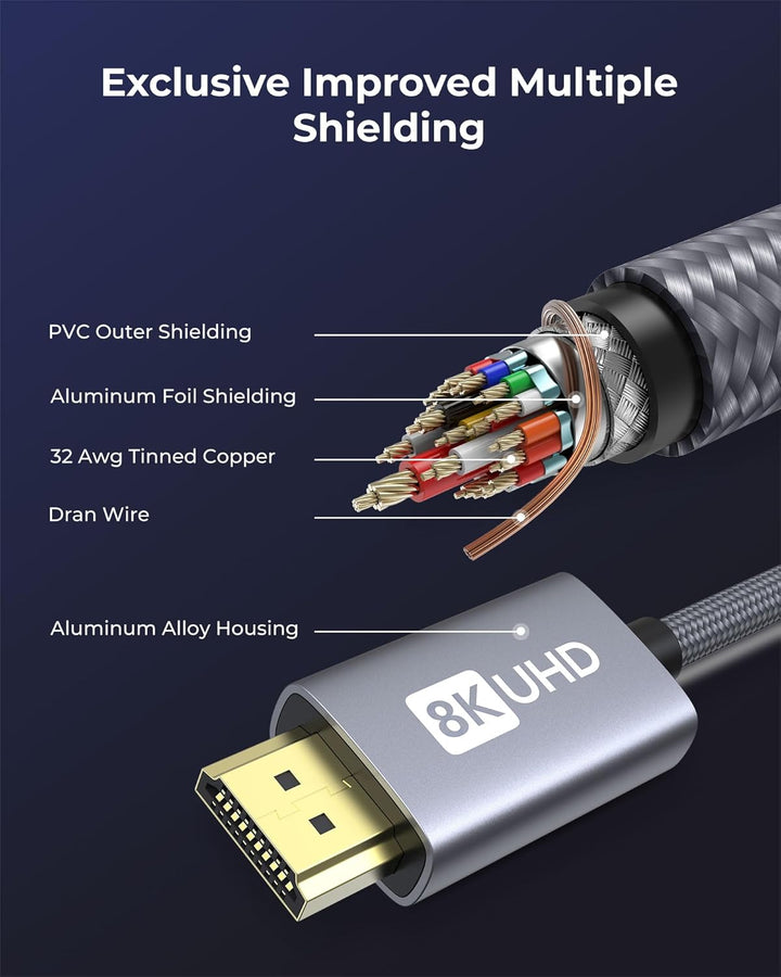 Silkland 8K HDMI 2.1 Kabel 5m, Zertifiziertes HDMI®Kabel eARC für Soundbar 48Gbps, PS5 HDMI Kabel 4K