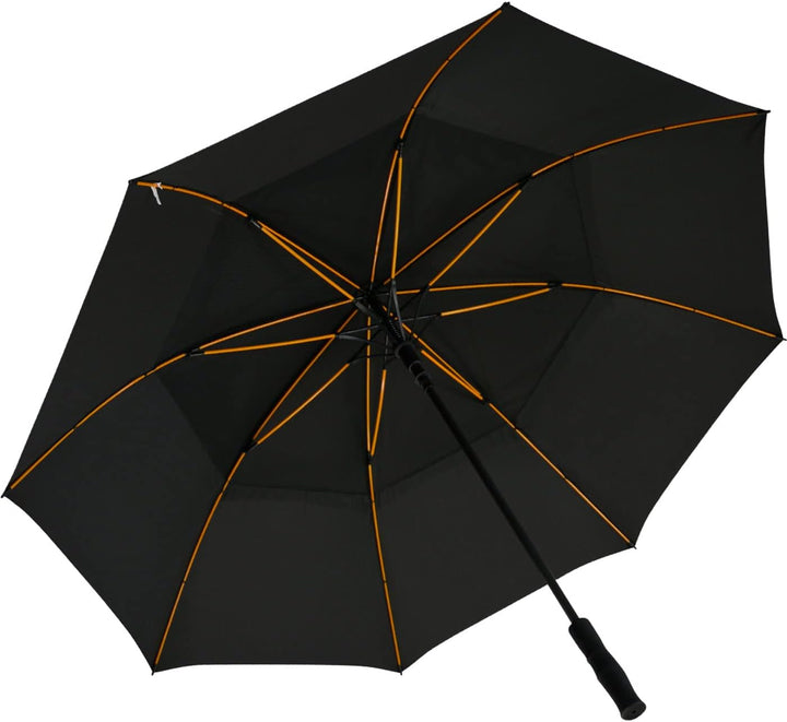 Falcone® hochwertiger XXL Golfschirm Automatik mit Ventilationsbezug - schwarz, Schwarz