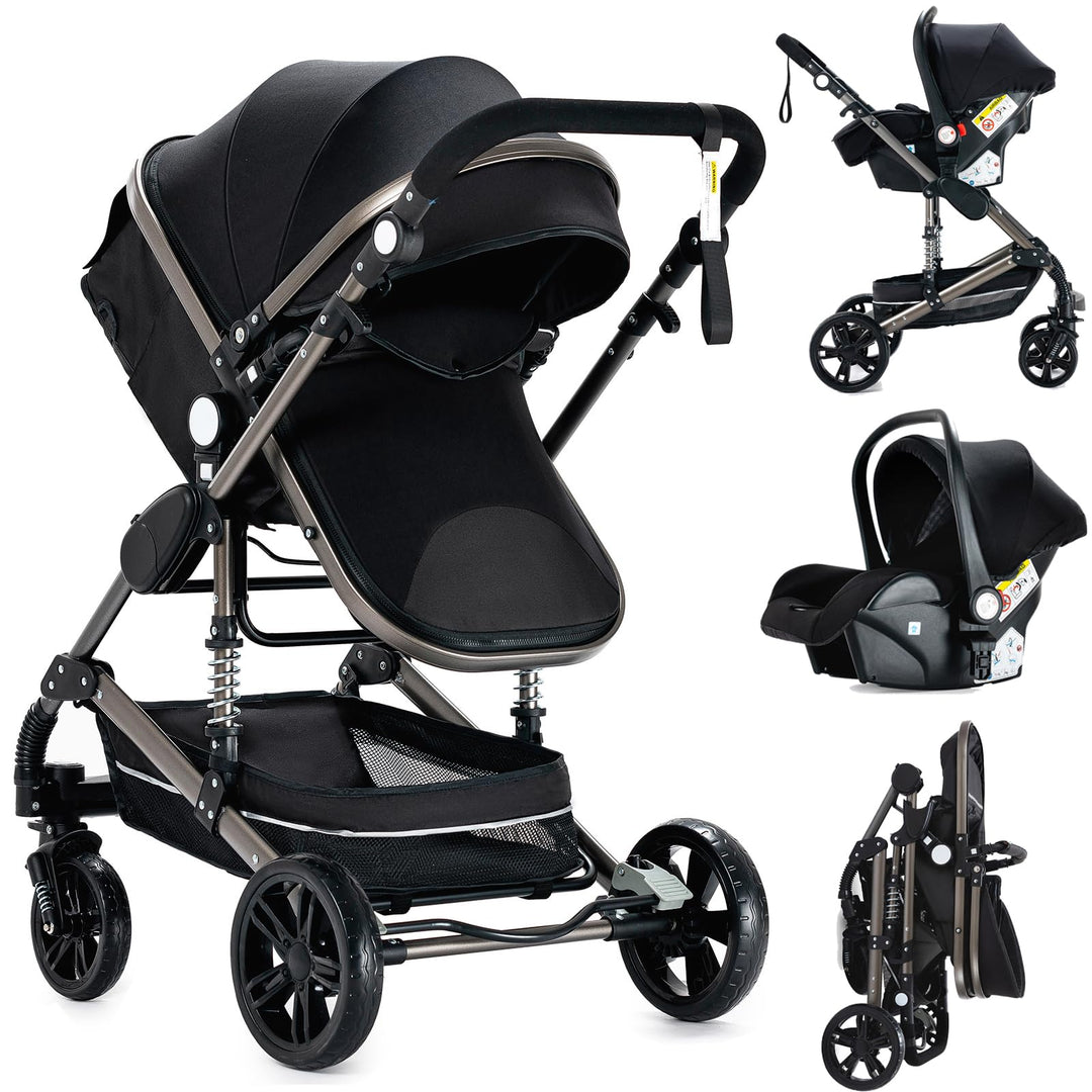 3 in 1 Kombikinderwagen 3 in 1 Reisesysteme Kinderwagen Infant Hochlandschaft Liegender Buggy Kinder