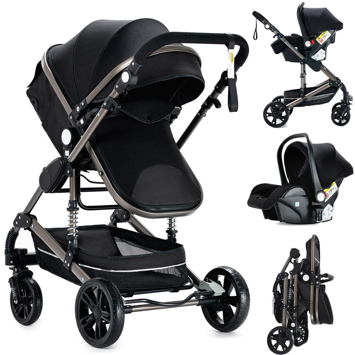3 in 1 Kombikinderwagen 3 in 1 Reisesysteme Kinderwagen Infant Hochlandschaft Liegender Buggy Kinder