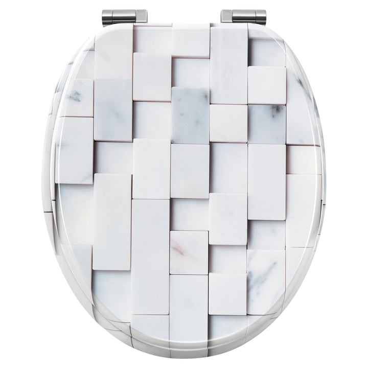 WOLTU Toilettendeckel mit Absenkautomatik, WC Sitz O Form, Klodeckel mit Mosaik-Motiv, Klobrille Toi